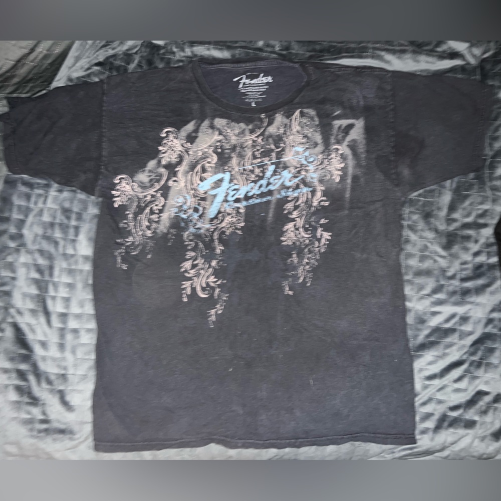 FENDER - CUSTOM SHOP BLACK MENS T SHIRT LARGE L Guitar Tee Stratocaster